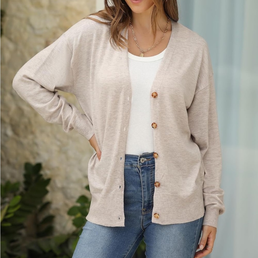 Women's Beige Cardigan Sweater